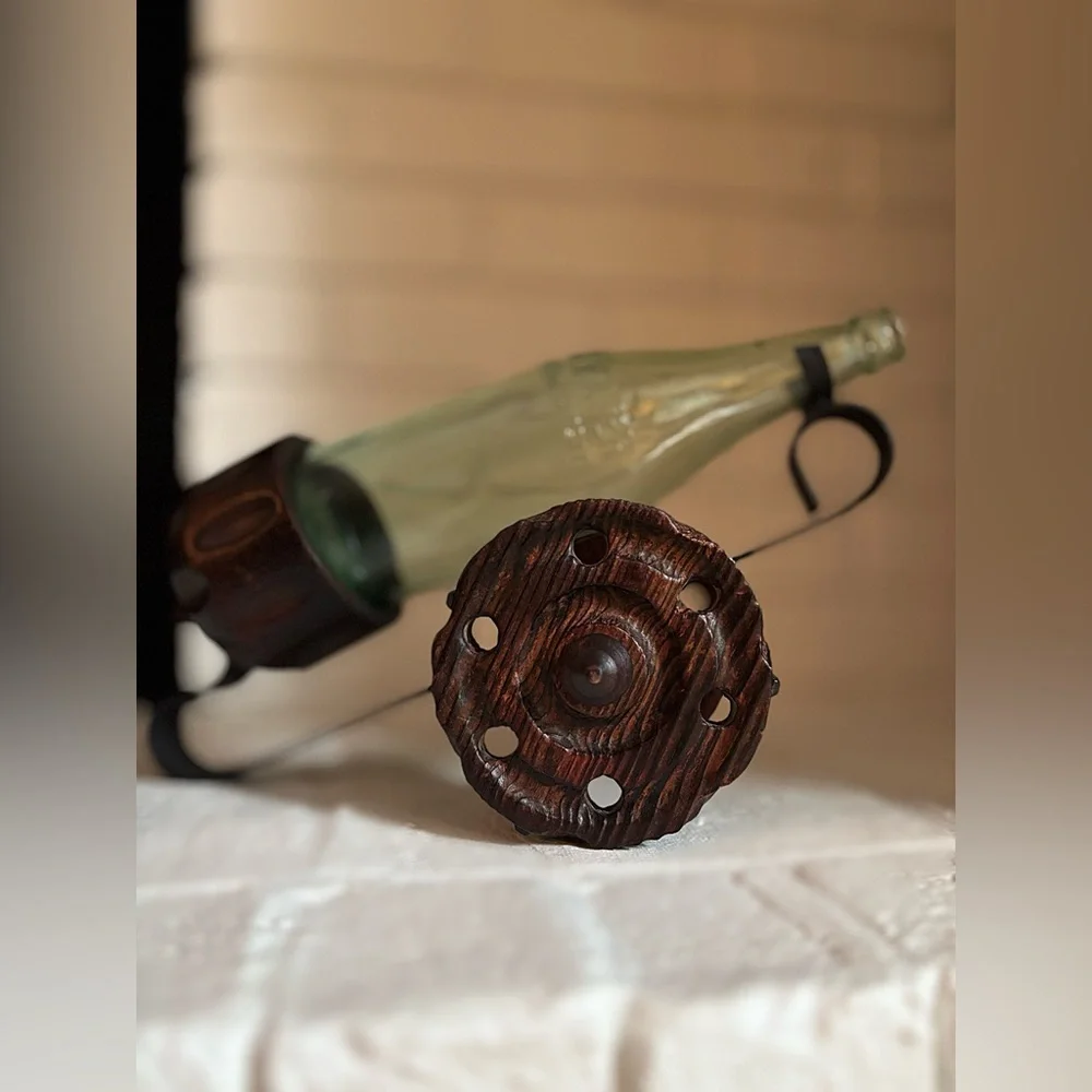 Vintage Spanish Brutalist Wine Holder & 32oz Pluto Water Bottle Set